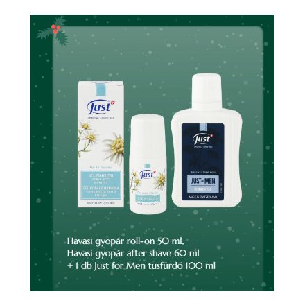 Havasi gyopár roll-on (50 ml), Havasi gyopár after shave (60 ml) + 1 db Just for Men tusfürdő (100 ml)